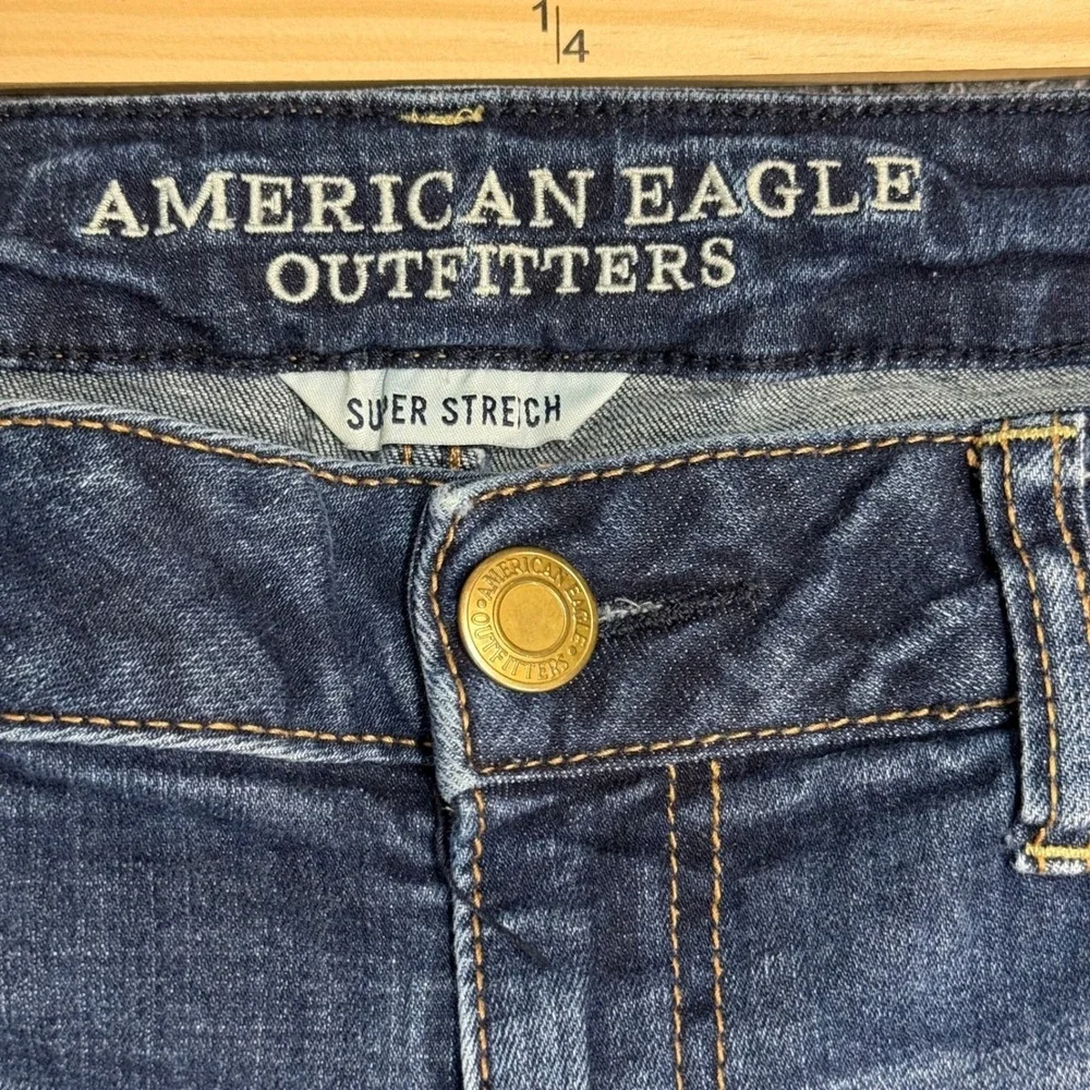 American Eagle Super Stretch Jegging Jeans Dark Wash Blue Low Rise Womens 10 Reg